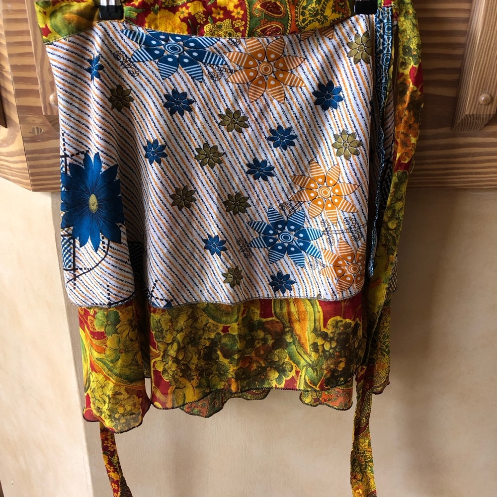 Boho Mini Floral Sari Wrap Skirt - Picture 7 of 10
